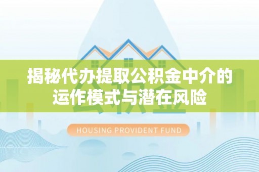 泗阳揭秘代办提取公积金中介的运作模式与潜在风险